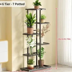 Planteholder, 6 til 8 niveauer, metal konstruktion,6-sort