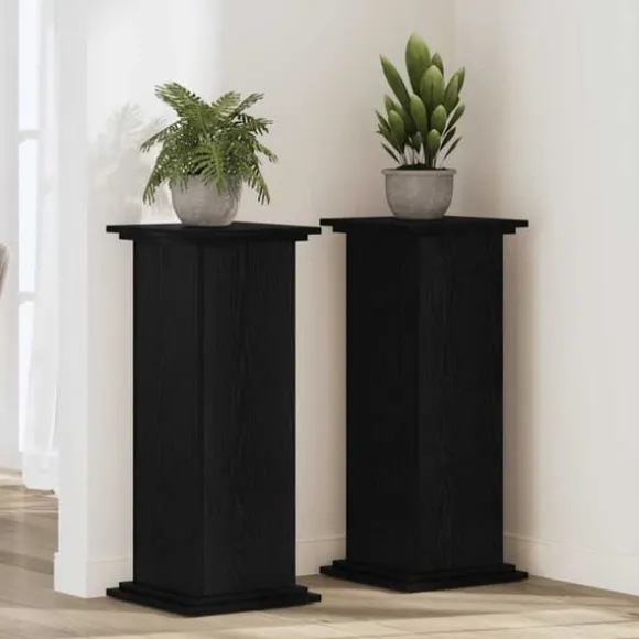 Planteholder i konstrueret træ - Moderne plante stativ | Farve: Sort | Størrelse: 33x33x100 cm