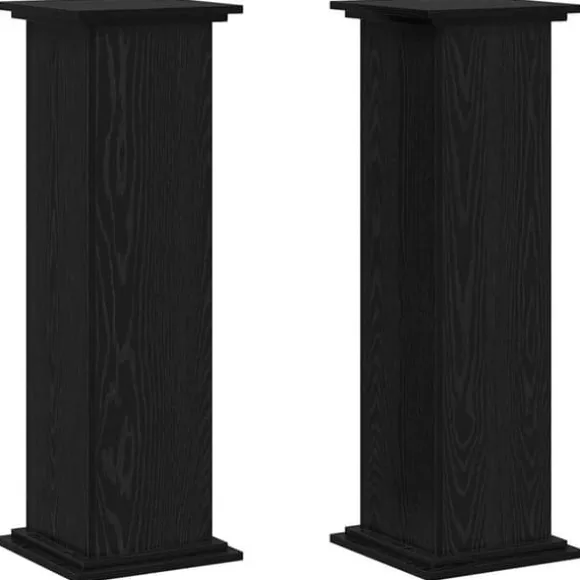 Planteholder i konstrueret træ - Moderne plante stativ | Farve: Sort | Størrelse: 33x33x100 cm