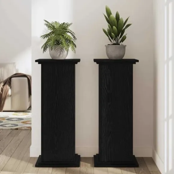 Planteholder i konstrueret træ - Moderne plante stativ | Farve: Sort | Størrelse: 33x33x100 cm