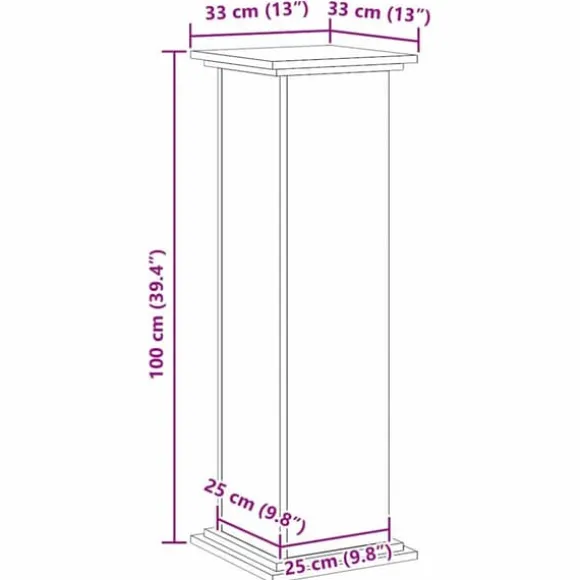 Planteholder i konstrueret træ - Moderne plante stativ | Farve: Sort | Størrelse: 33x33x100 cm