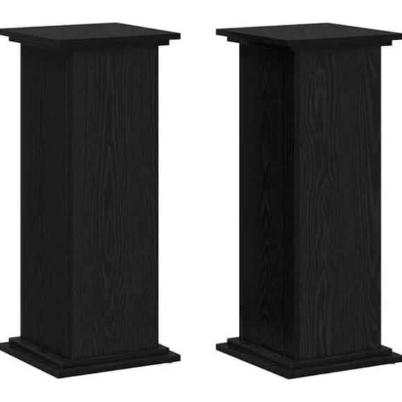 Planteholder i konstrueret træ - Elegant plante stativ | Farve: Sort | Størrelse: 33x33x80 cm