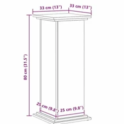 Planteholder i konstrueret træ - Elegant plante stativ | Farve: Sort | Størrelse: 33x33x80 cm