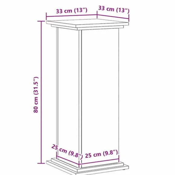 Planteholder i konstrueret træ - Elegant plante stativ | Farve: Sort | Størrelse: 33x33x80 cm