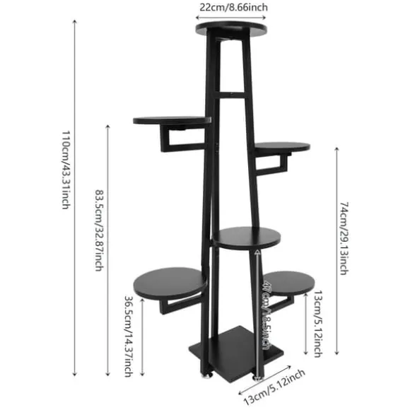 Planteholder, 7-lags design, indendørs og udendørs brug,sort