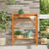 Planteholder med hylder i massivt fyrretræ - Stativ til planter | Farve: Brun | Størrelse: 75x40x90 cm