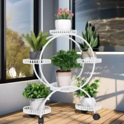 Planteholder, Multi-niveau Design, Indendørs og Udendørs Brug,HVID