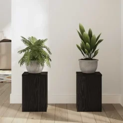 Planteholder sæt 2 stk - Moderne plante stands i sort eg | Størrelse: 20x20x30 cm