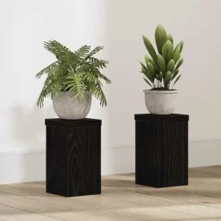 Planteholder sæt i sort eg - Elegant design | Størrelse: 10x10x18 cm | 2 pcs