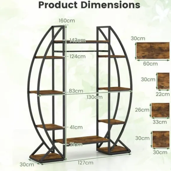 Planteholder, 130x30x160 cm, Brun