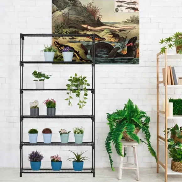 Planteholder, 174x91x28,5 cm, Sort, Metal
