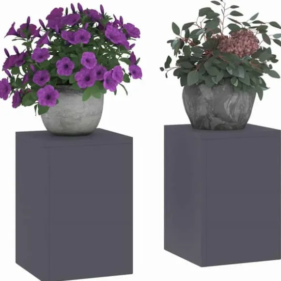 Planteholdere 2 stk - Minimalistisk Stål | Farve: Antracit | Størrelse: 24x24x35 cm