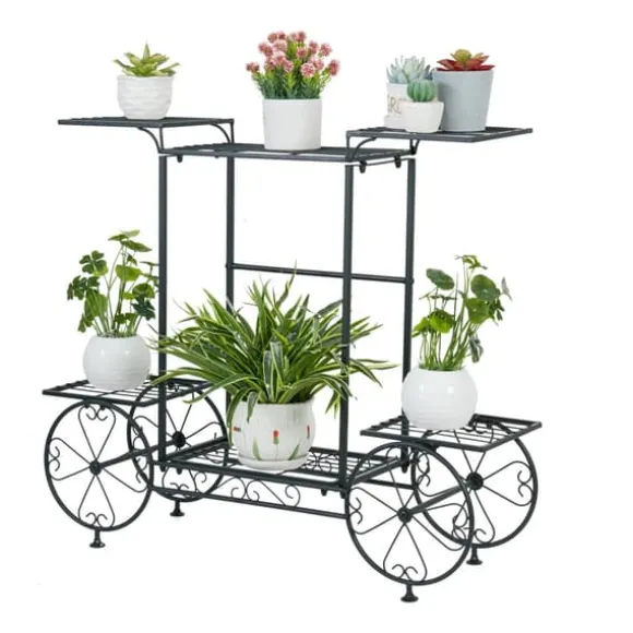 Plantehylde i vognstil - Blomsterreol - 6 Niveauer - Metal - Parisisk Stil - Inde/ude - Sort