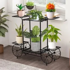 Plantehylde i vognstil - Blomsterreol - 6 Niveauer - Metal - Parisisk Stil - Inde/ude - Sort