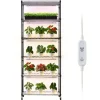 Plantehylde med Vækstlys - Indendørs Plantestativ 6 Etager - 180 cm Høj - Med Hjul - 150 W LED Fuldspektrum 3 Farver - Timer 4/9/14 - Til Frøspiring | CDON