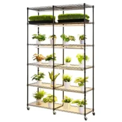 Plantehylde, 6-niveaus dobbelt række indendørs planteholder, 120x35x180 cm, metal