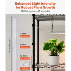Plantehylde, 4-niveaus indendørs planteholder med vækstlys, 90x35x150 cm, metal