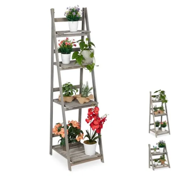 Plantehylde, Træ, 160x41x50 cm, Grå