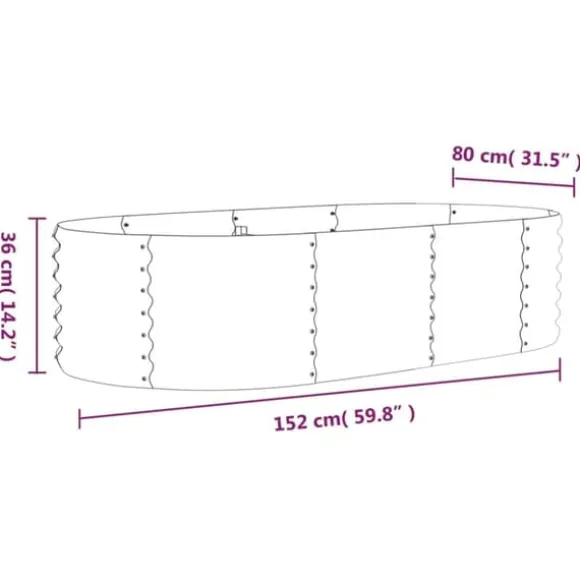 Plantekasse i galvaniseret stål - Højbed til have og terrasse | Størrelse: 152x80x36 cm | Farve: Brun