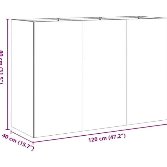 Plantekasse i galvaniseret stål - Holdbar og stilfuld | Størrelse: 120x40x80 cm