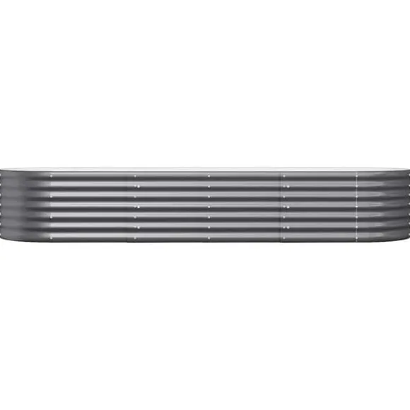 Plantekasse i galvaniseret stål - Robust og vejrsikret | Størrelse: 224x80x36 cm | Farve: Antracitgrå