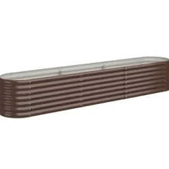 Plantekasse i galvaniseret stål - Holdbar & vejrbestandig | Størrelse: 224x40x36 cm | Farve: Brun