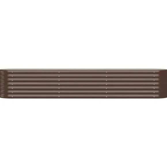 Plantekasse i galvaniseret stål - Holdbar & vejrbestandig | Størrelse: 224x40x36 cm | Farve: Brun