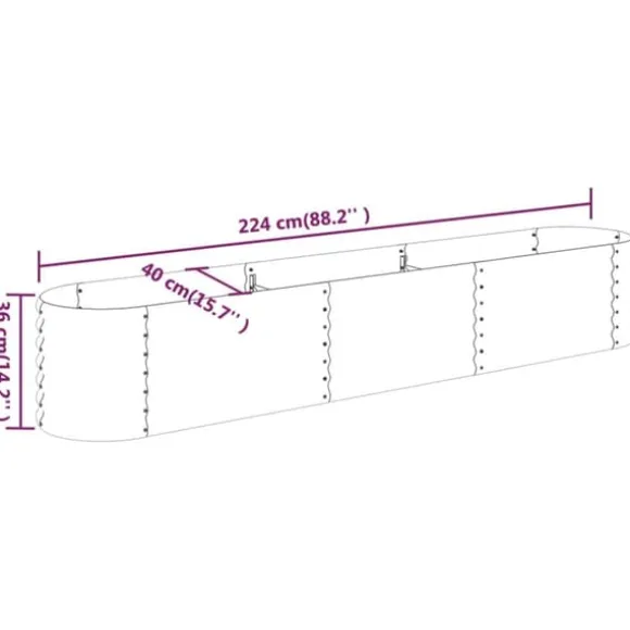 Plantekasse i galvaniseret stål - Holdbar & vejrbestandig | Størrelse: 224x40x36 cm | Farve: Brun