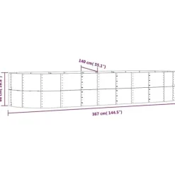 Plantekasse i galvaniseret stål - Højbed til have og terrasse | Størrelse: 367x140x68 cm | Farve: Antracitgrå