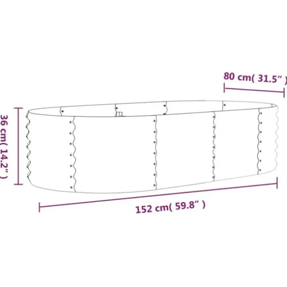 Plantekasse i galvaniseret stål - Højbed til haven | Størrelse: 152x80x36 cm | Farve: Grå
