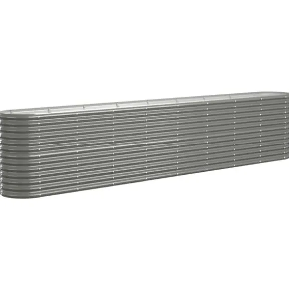 Plantekasse i galvaniseret stål - Højbed | Størrelse: 332x40x68 cm | Farve: Grå