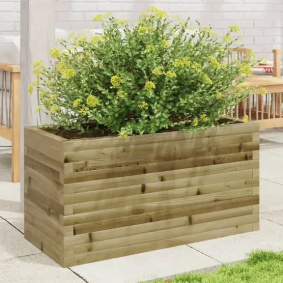 Plantekasse i imprægneret fyrretræ - Robust og dekorativ | Størrelse: 90x40x45,5 cm