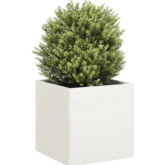 Plantekasse i koldvalset stål - Højbed til planter | Størrelse: 40x40x40 cm | Farve: Hvid