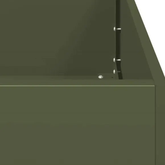 Plantekasse i koldvalset stål - Stilfuld højbed til have | Farve: Olivengrøn | Størrelse: 200x40x80 cm