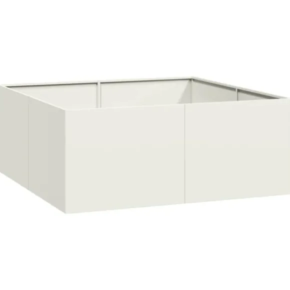 Plantekasse i koldvalset stål - Højbed til haver og terrasser | Størrelse: 100x100x40 cm | Farve: Hvid