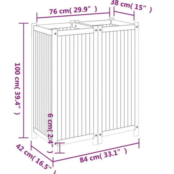 Plantekasse i massivt akacietræ med for - Dyrkning & Dekoration | Størrelse: 84x42x100 cm
