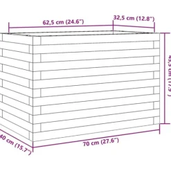 Plantekasse i massivt douglasgran - Stabil og dekorativ | Størrelse: 70x40x45,5 cm