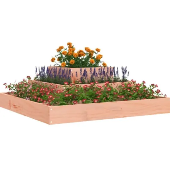 Plantekasse i massivt douglasgran - 3 niveauer | Størrelse: 80x80x27 cm