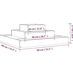 Plantekasse i massivt douglasgran - 3 niveauer | Størrelse: 80x80x27 cm