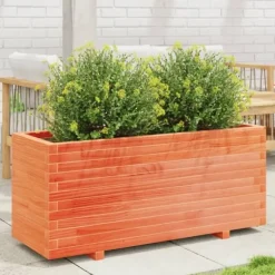 Plantekasse i massivt fyrretræ - Robuste blomsterkasser | Størrelse: 110x40x49,5 cm | Farve: Gyldenbrun
