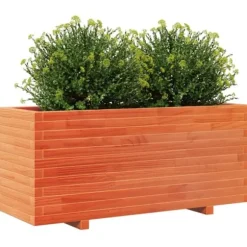 Plantekasse i massivt fyrretræ - Robuste blomsterkasser | Størrelse: 110x40x49,5 cm | Farve: Gyldenbrun
