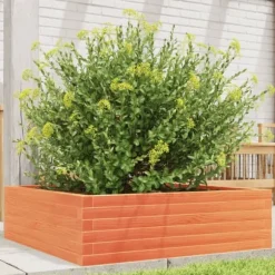 Plantekasse i massivt fyrretræ - 80x80x23 cm | Farve: Gyldenbrun