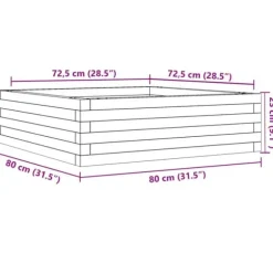 Plantekasse i massivt fyrretræ - 80x80x23 cm | Farve: Gyldenbrun