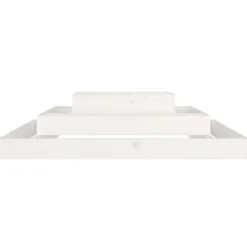 Plantekasse i massivt fyrretræ - 3 niveauer til blomster og planter | Størrelse: 110x110x27 cm | Farve: Hvid