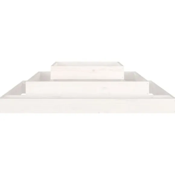 Plantekasse i massivt fyrretræ - 3 niveauer til blomster og planter | Størrelse: 110x110x27 cm | Farve: Hvid