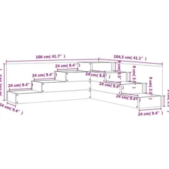 Plantekasse i massivt fyrretræ med 4 niveauer | Størrelse: 106x104,5x36 cm | Farve: Hvid