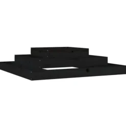 Plantekasse i massivt fyrretræ - Blomsterkasse med 3 niveauer | Størrelse: 110x110x27 cm | Farve: Sort