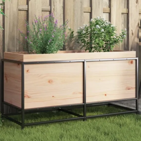 Plantekasse i massivt fyrretræ - Dekorativ have- og altankasse | Størrelse: 100x40x50 cm