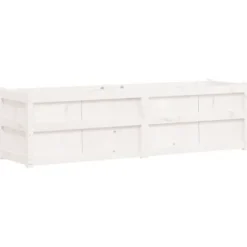 Plantekasse i massivt fyrretræ - Dekorativ til have og terrasse | Størrelse: 180x50x50 cm | Farve: Hvid