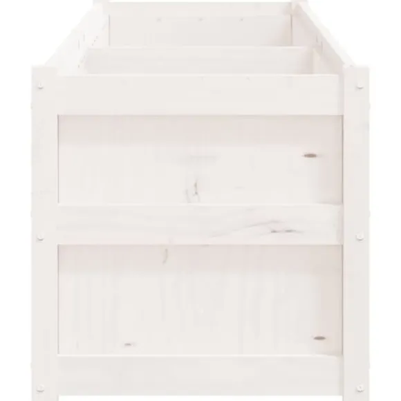 Plantekasse i massivt fyrretræ - Dekorativ til have og terrasse | Størrelse: 180x50x50 cm | Farve: Hvid